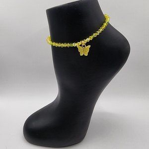 Yellow butterfly anklet, ankle bracelet, foot jewelry